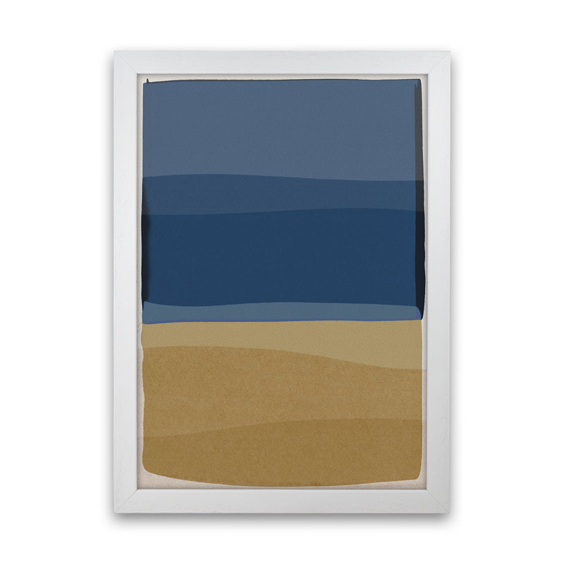 Modern Blue and Brown Abstract Art Print by Orara Studio White Grain
