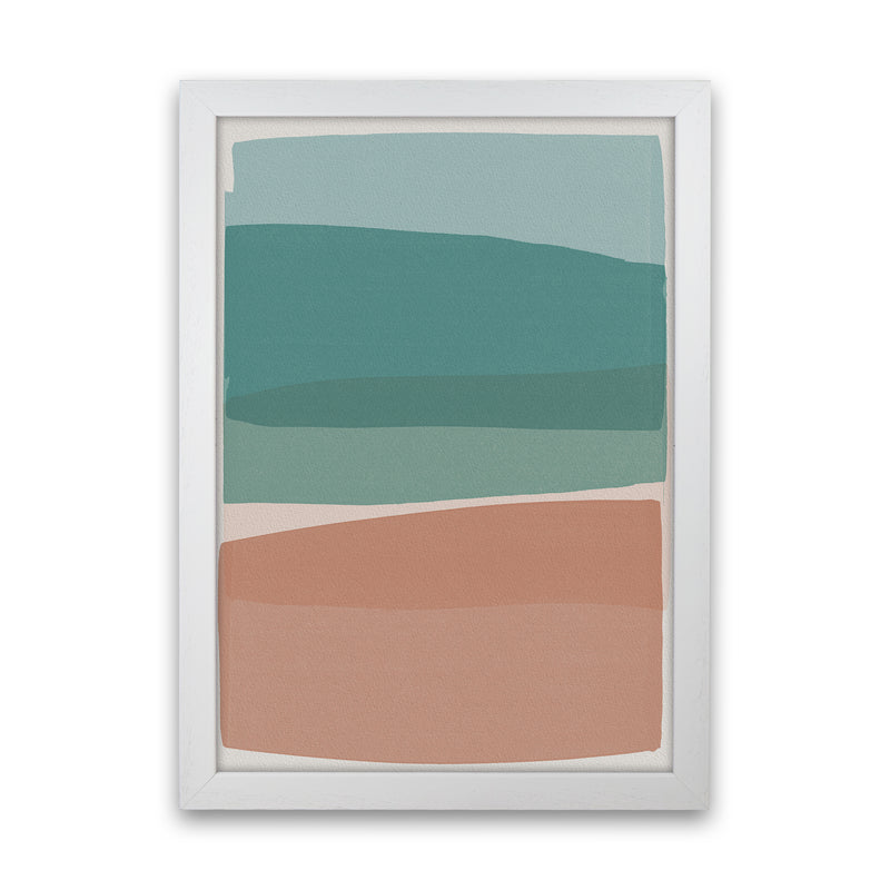 Modern Turquoise and Pink Abstract Art Print by Orara Studio White Grain