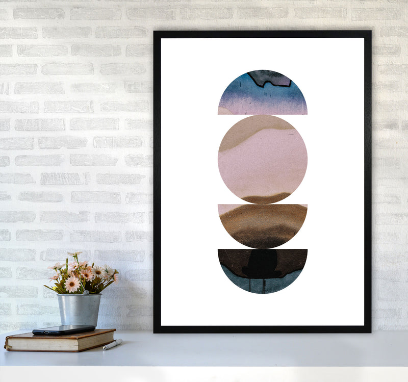 Abstract Circles White Background Modern Print A1 White Frame