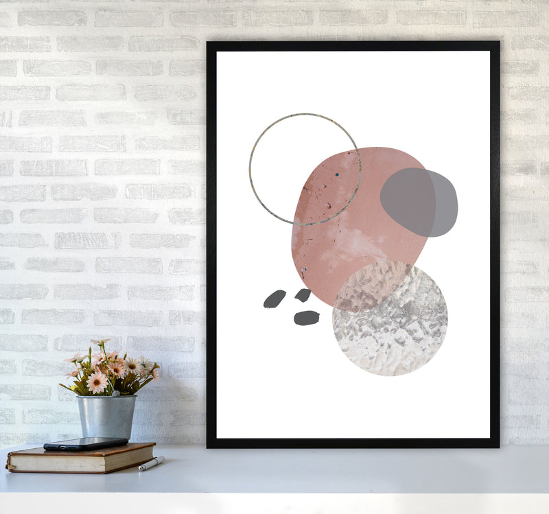 Peach, Sand And Glass Abstract Shapes Modern Print A1 White Frame