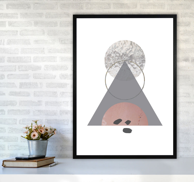 Peach, Sand And Glass Abstract Triangle Modern Print A1 White Frame