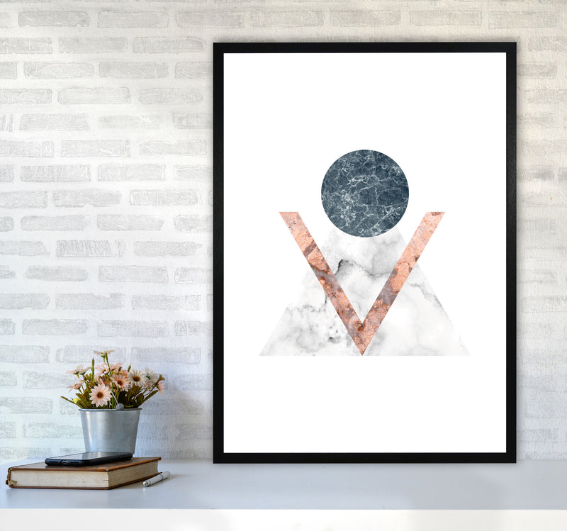 Marble Triangle Abstract Modern Print A1 White Frame