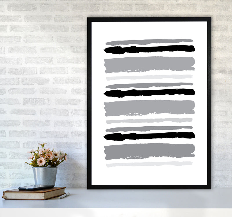 Black Contrast Abstract Stripes Modern Print A1 White Frame