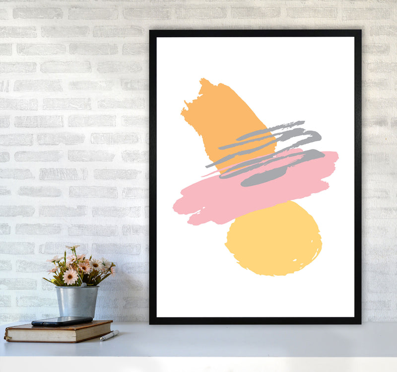 Pink And Orange Abstract Paint Shapes Modern Print A1 White Frame