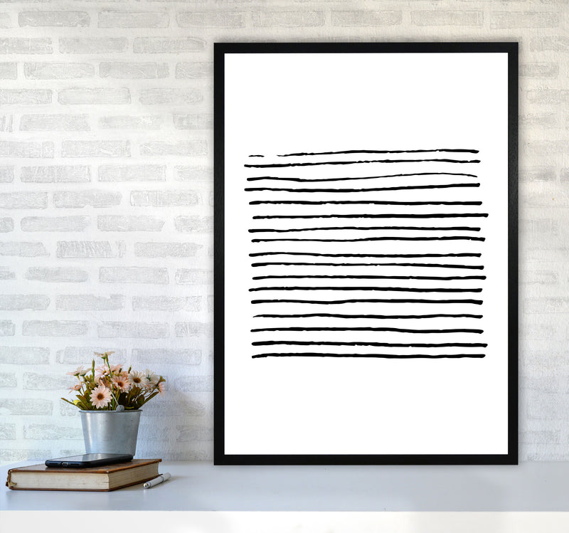 Black Zebra Lines Abstract Modern Print A1 White Frame