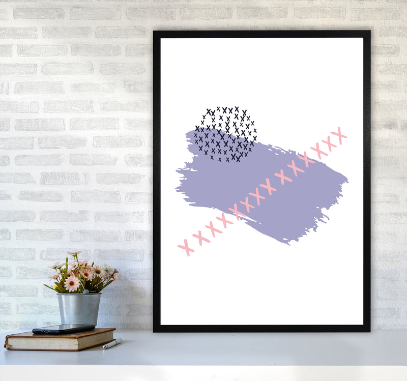 Purple X Paint Brush Abstract Modern Print A1 White Frame