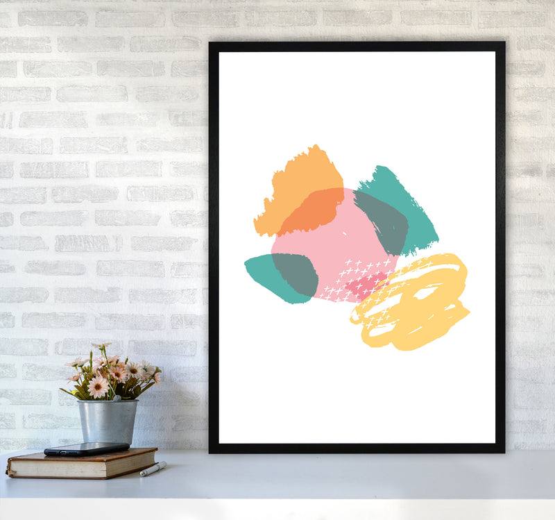 Pink And Teal Mismatch Abstract Modern Print A1 White Frame