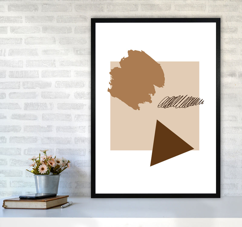 Taupe Square Mismatch Abstract Modern Print A1 White Frame