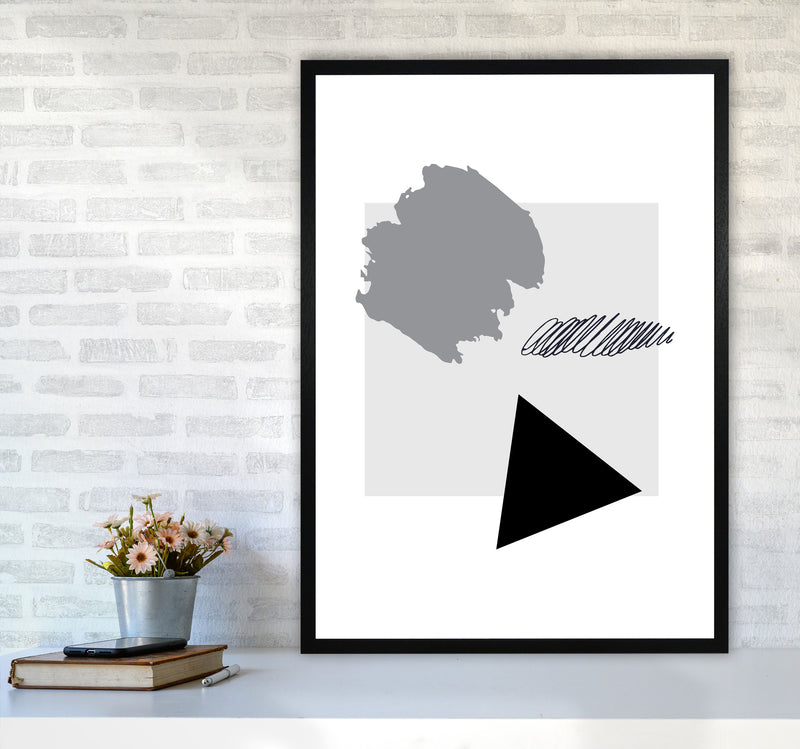 Grey Square Mismatch Abstract Modern Print A1 White Frame
