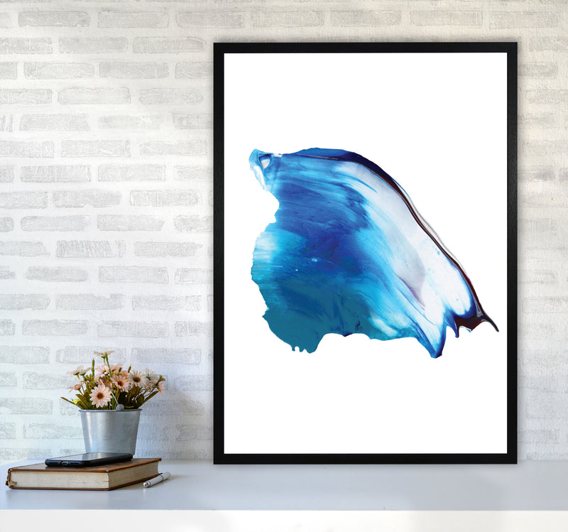 Blue Abstract Paint Stroke Modern Print A1 White Frame