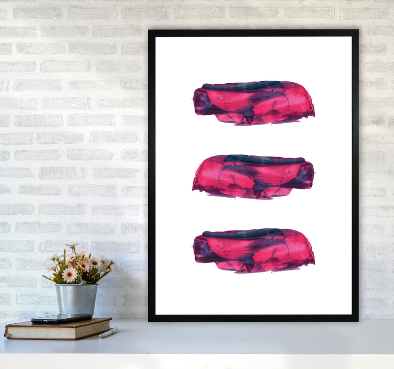 Pink And Purple Abstract Paint Strokes Modern Print A1 White Frame