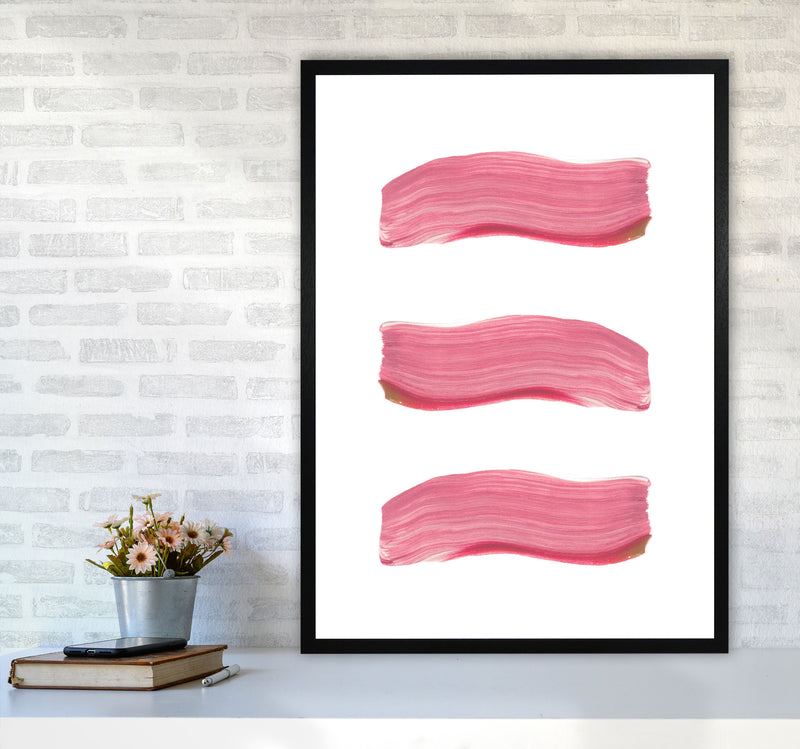 Light Pink Abstract Paint Strokes Modern Print A1 White Frame