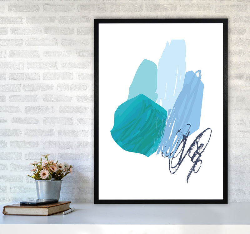 Blue Abstract Palette Drawings Modern Print A1 White Frame