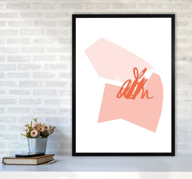 Pink And Coral Abstract Shapes Modern Print A1 White Frame
