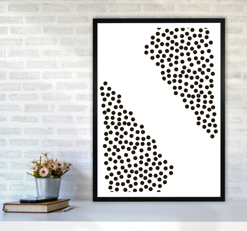 Black Corner Polka Dots Abstract Modern Print A1 White Frame