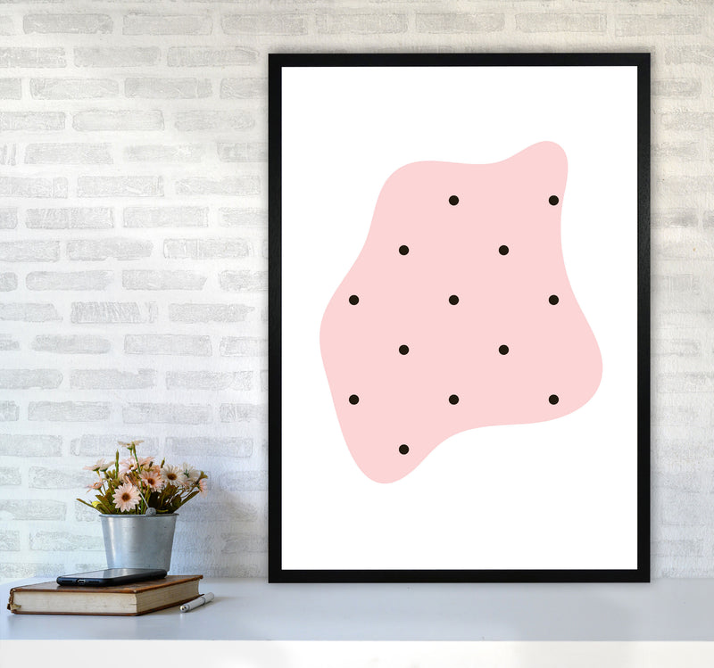 Abstract Pink Shape With Polka Dots Modern Print A1 White Frame