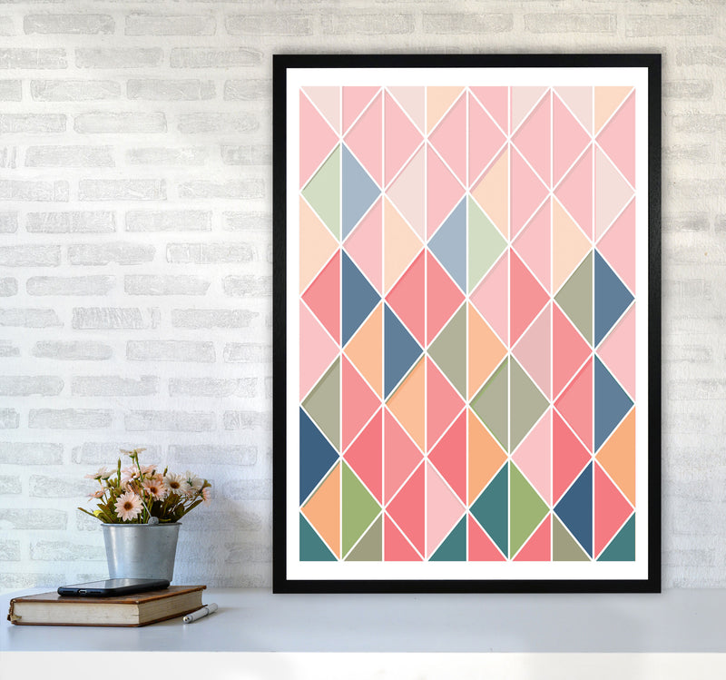Full Colour Abstract Geo Modern Print A1 White Frame