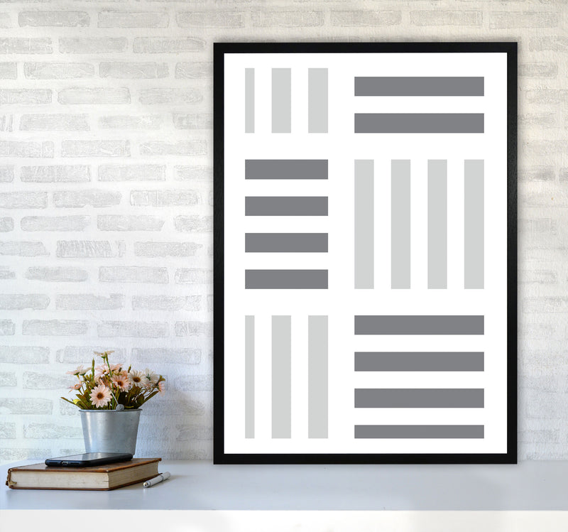 Grey Abstract Patterns 2 Modern Print A1 White Frame