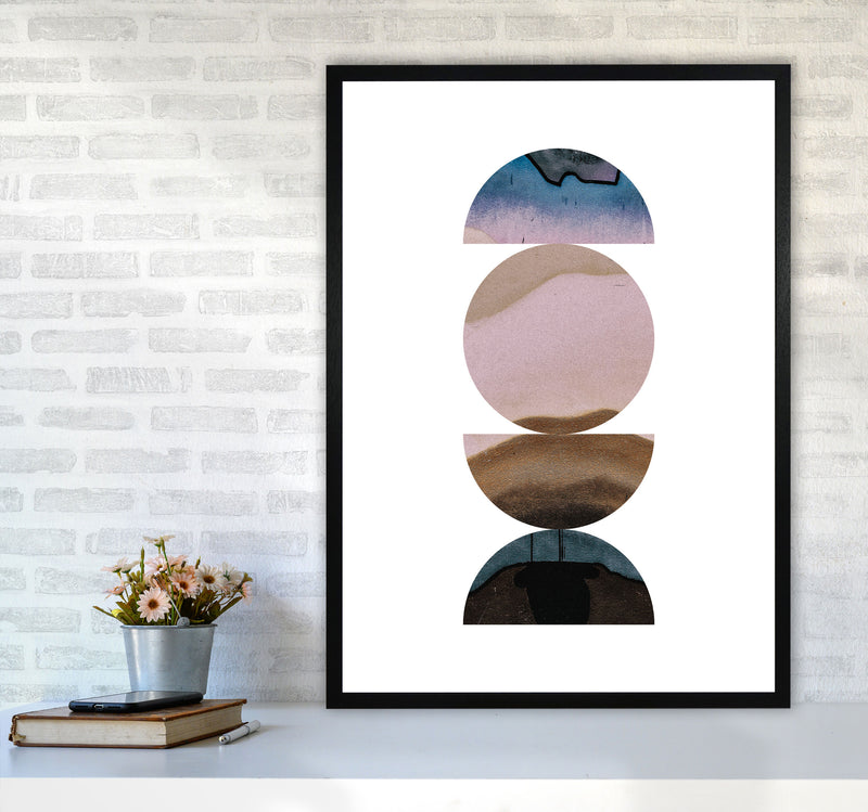 Pastel And Sand Abstract Circles Modern Print A1 White Frame