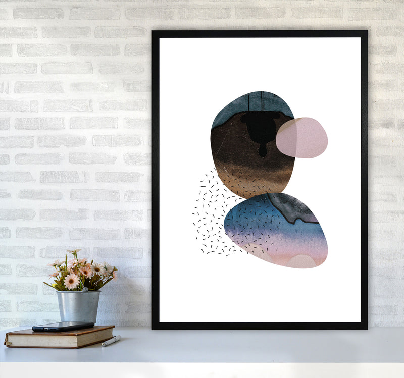 Pastel And Sand Abstract Shapes Modern Print A1 White Frame