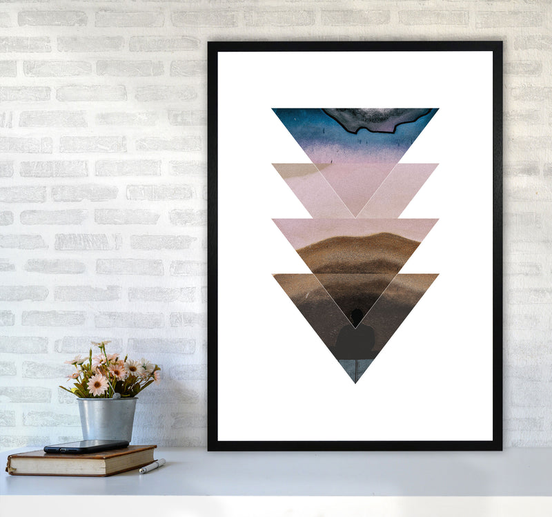 Pastel And Sand Abstract Triangles Modern Print A1 White Frame