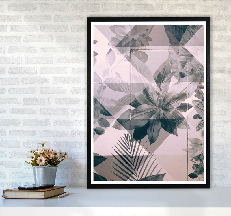 Abstract Retro Flower Pattern Modern Print A1 White Frame