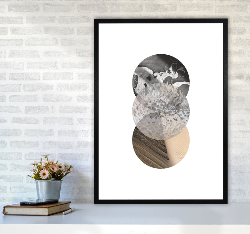 Sand, Glass And Shadow Abstract Circles Modern Print A1 White Frame