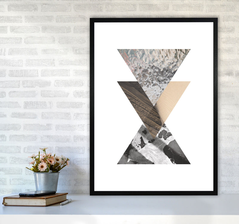 Sand, Glass And Shadow Abstract Triangles Modern Print A1 White Frame