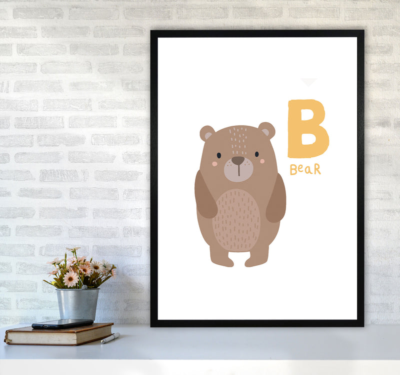 Alphabet Animals, B Is Forbear Framed Nursey Wall Art Print A1 White Frame