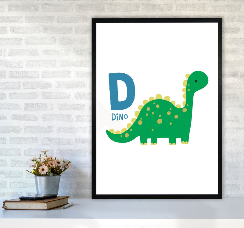 Alphabet Animals, D Is For Dino Framed Nursey Wall Art Print A1 White Frame