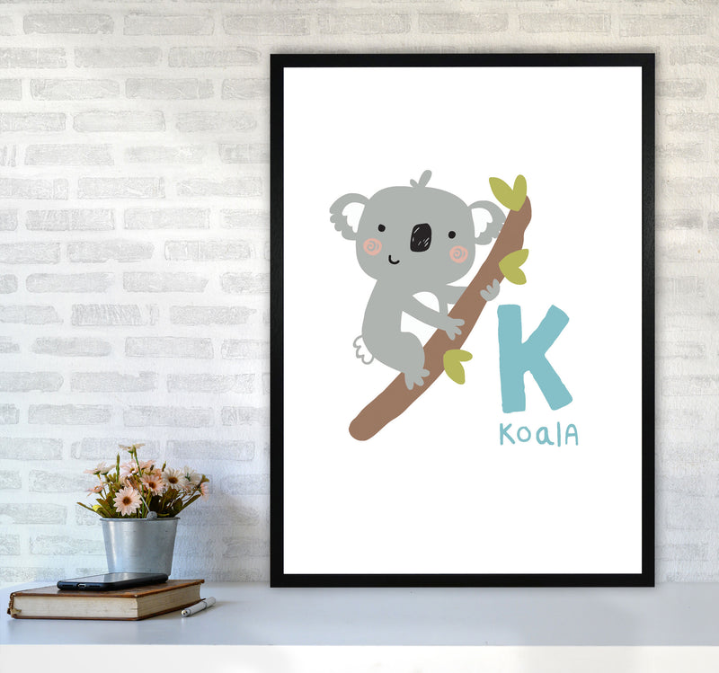 Alphabet Animals, K Is For Koala Framed Nursey Wall Art Print A1 White Frame