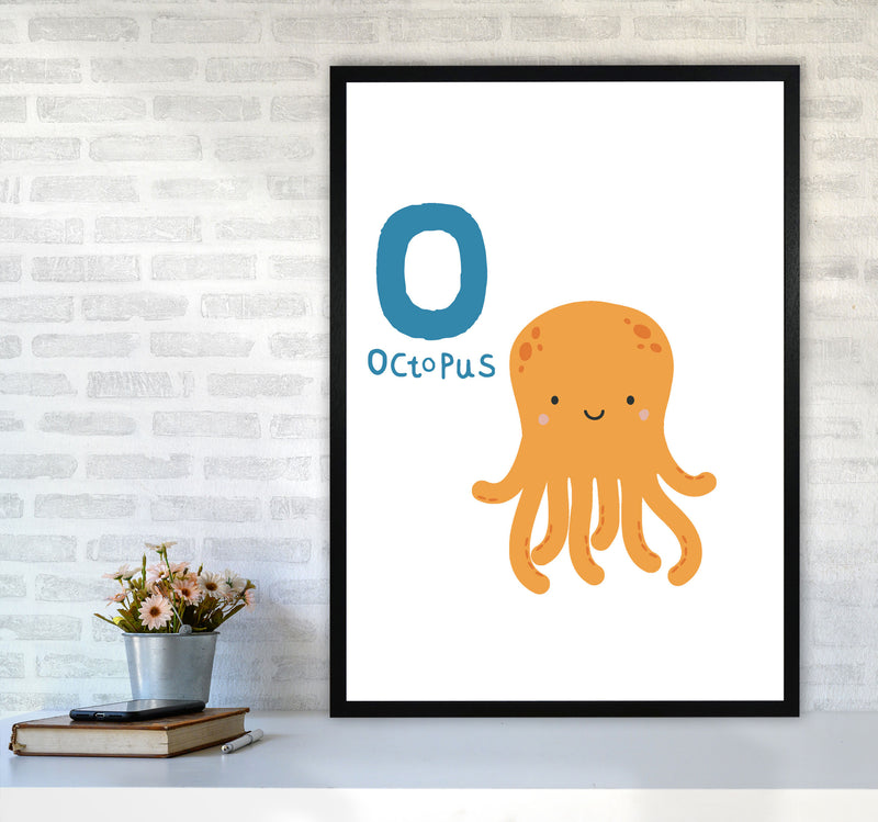 Alphabet Animals, O Is For Octopus Framed Nursey Wall Art Print A1 White Frame