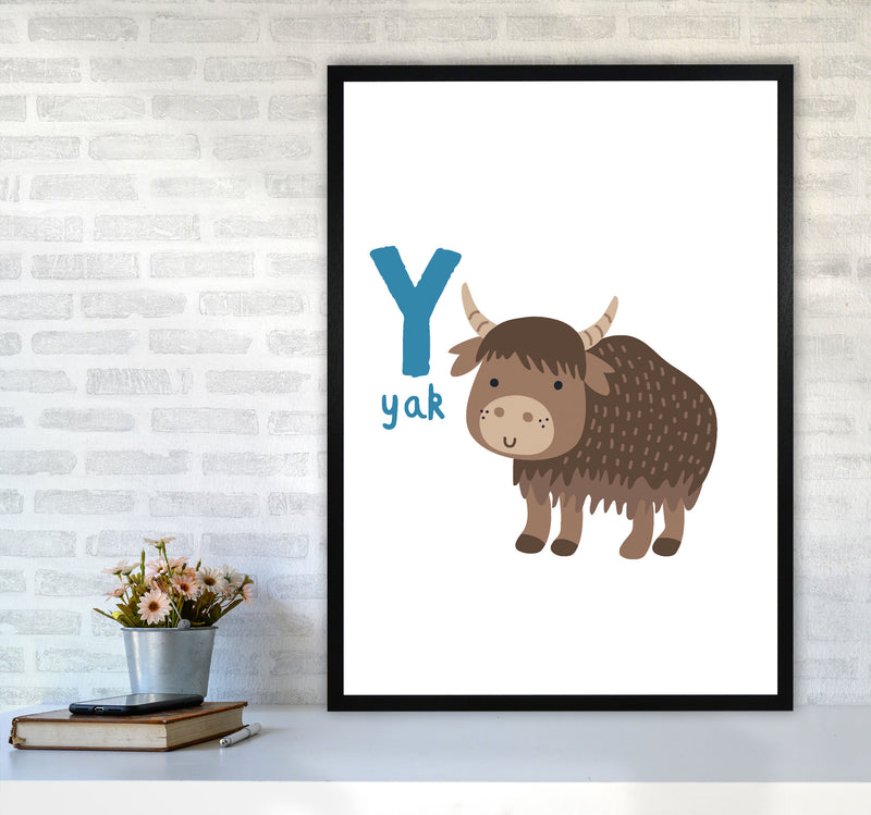 Alphabet Animals, Y Is For Yak Framed Nursey Wall Art Print A1 White Frame