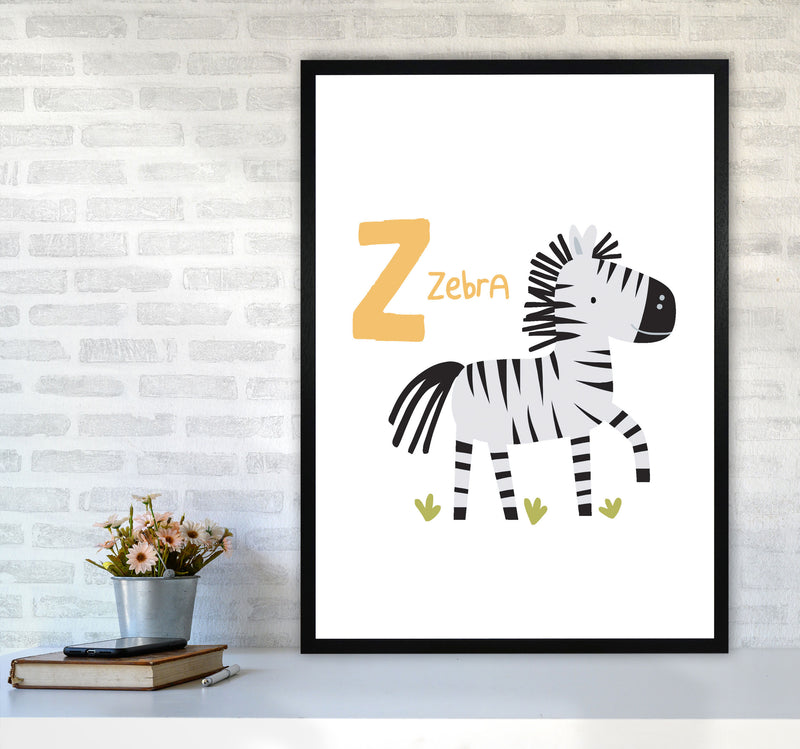 Alphabet Animals, Z Is For Zebra Framed Nursey Wall Art Print A1 White Frame