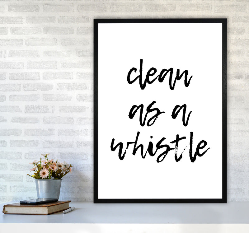 Clean As A Whistle, Bathroom Modern Print, Framed Bathroom Wall Art A1 White Frame