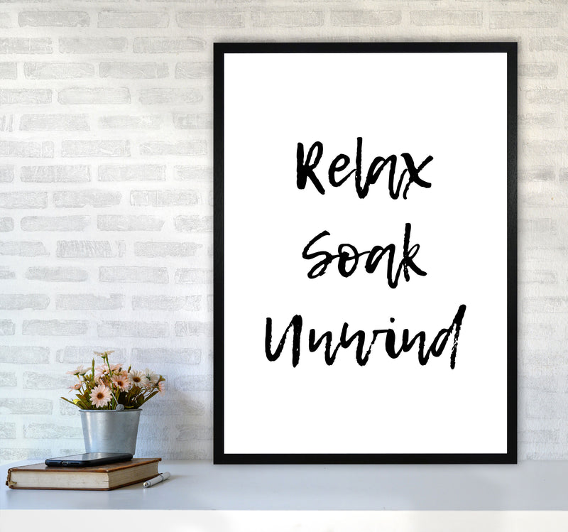 Relax Soak Unwind, Bathroom Modern Print, Framed Bathroom Wall Art A1 White Frame