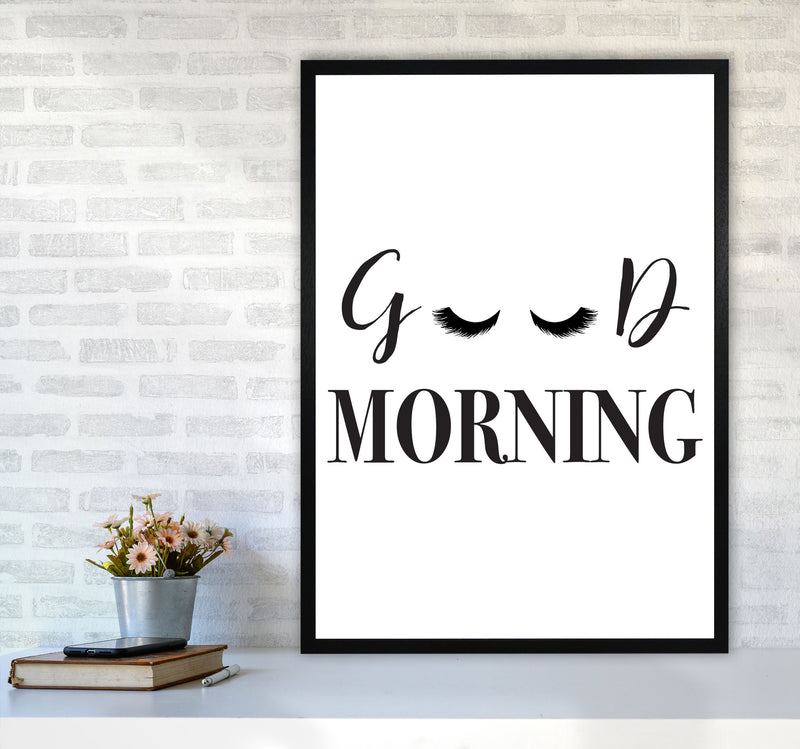 Good Morning Lashes Framed Typography Wall Art Print A1 White Frame