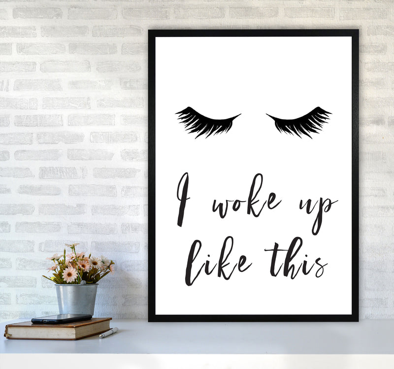 I Woke Up Like This Lashes Framed Typography Wall Art Print A1 White Frame