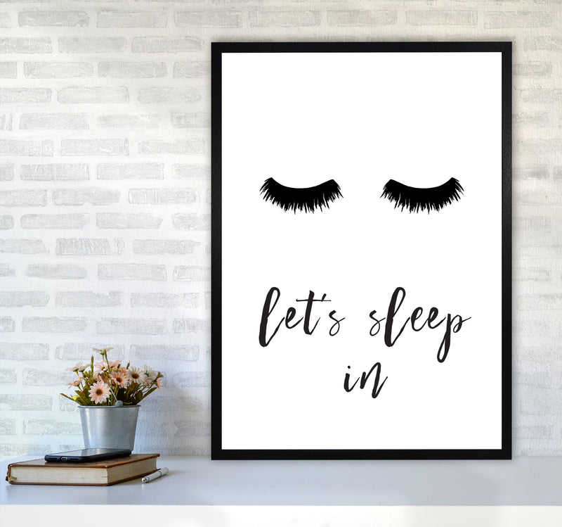 Lets Sleep In Lashes Framed Typography Wall Art Print A1 White Frame