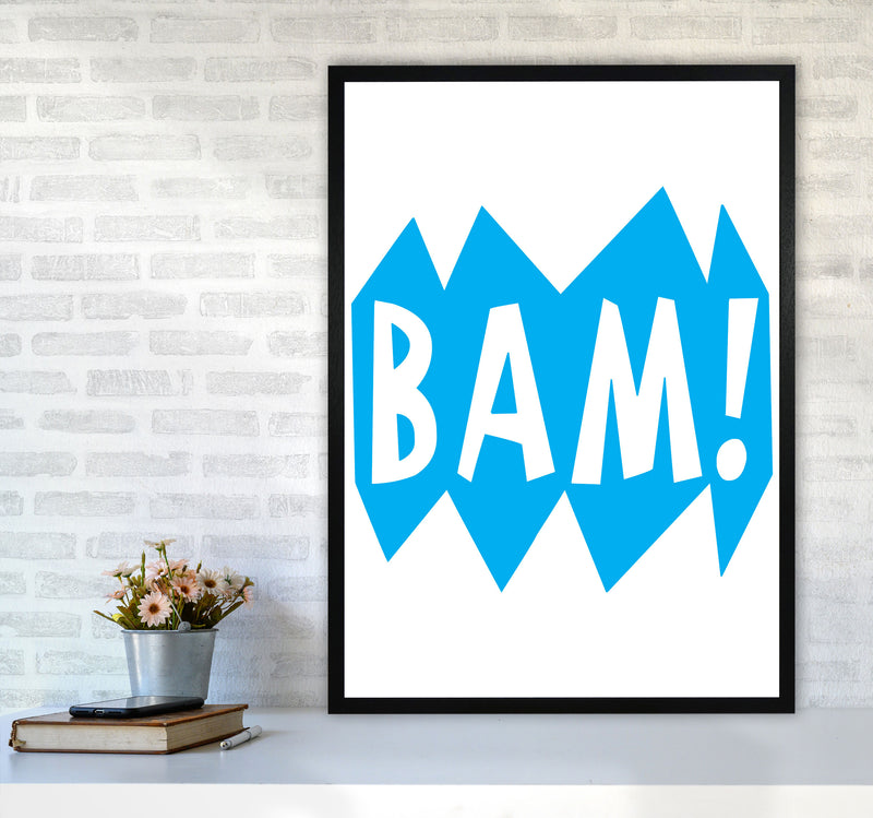 BAM! Blue Framed Nursey Wall Art Print A1 White Frame