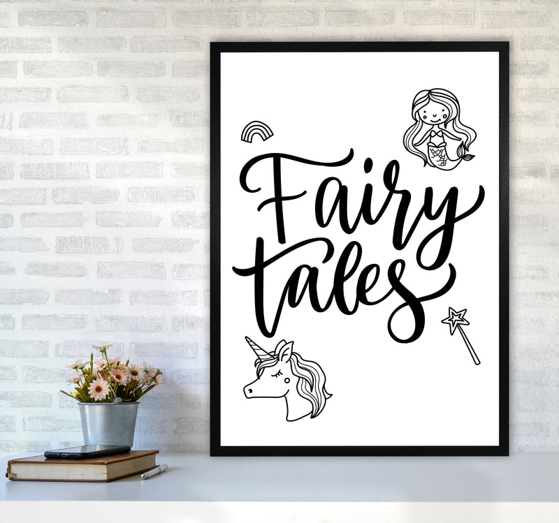 Fairy Tales Black Framed Nursey Wall Art Print A1 White Frame