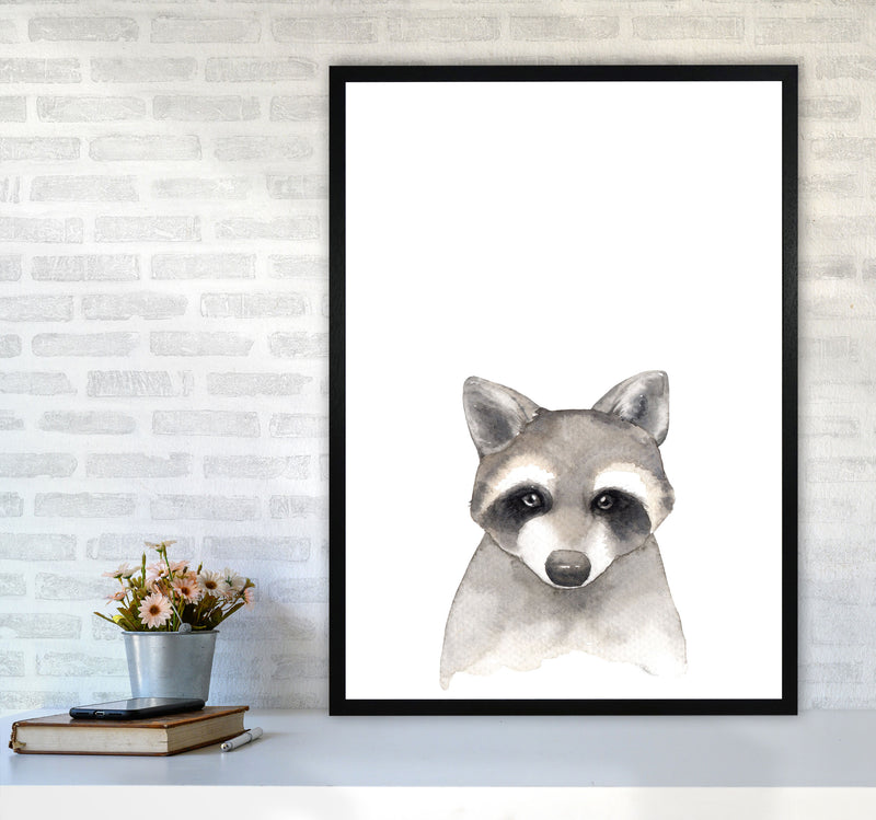 Forest Friends, Cute Raccoon Modern Print Animal Art Print A1 White Frame