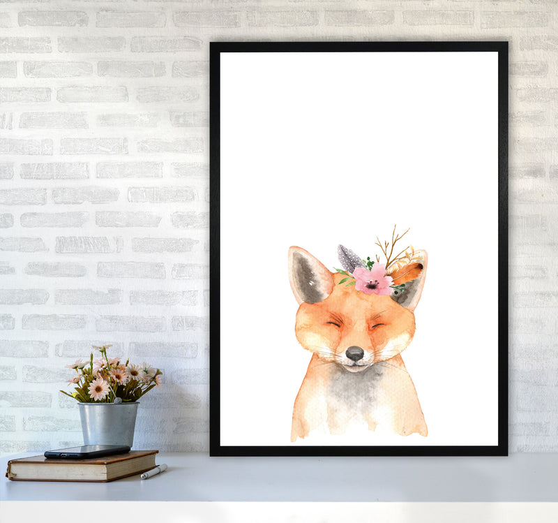 Forest Friends, Floral Cute Fox Modern Print Animal Art Print A1 White Frame