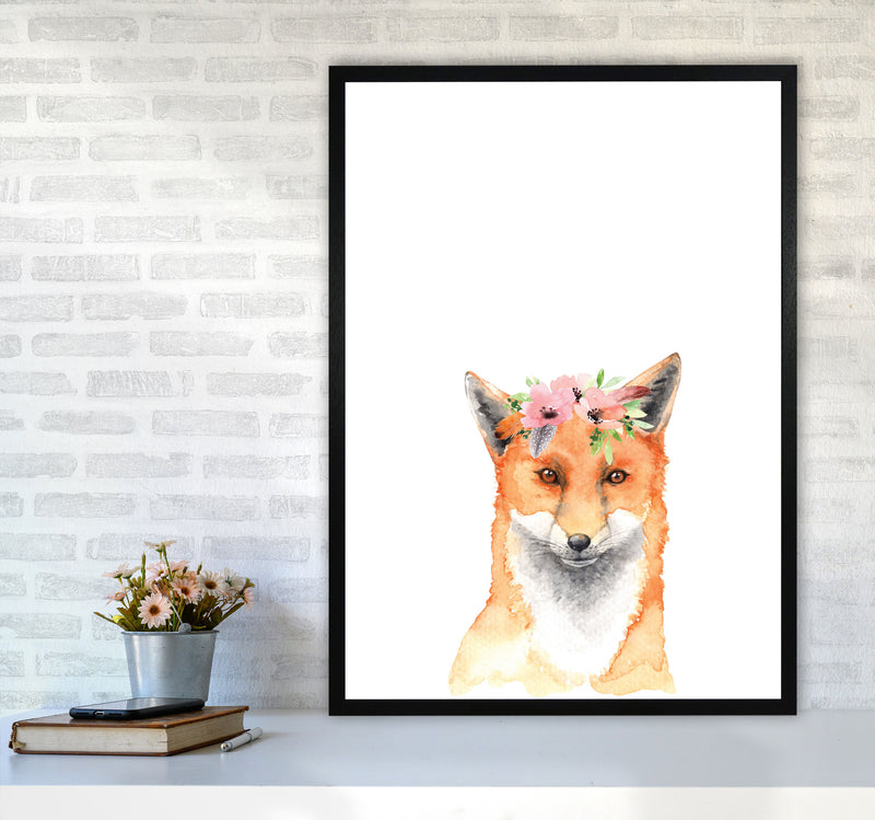Forest Friends, Floral Fox Modern Print Animal Art Print A1 White Frame