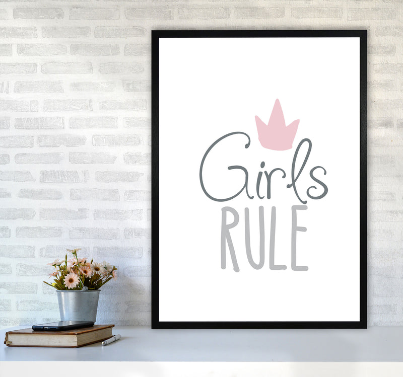 Girls Rule Framed Nursey Wall Art Print A1 White Frame