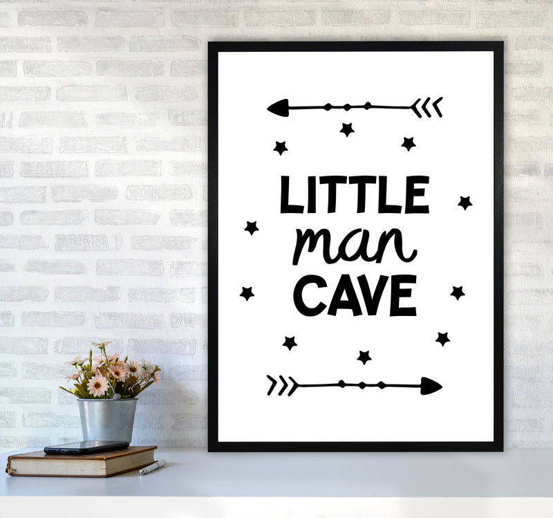 Little Man Cave Black Arrows Framed Nursey Wall Art Print A1 White Frame