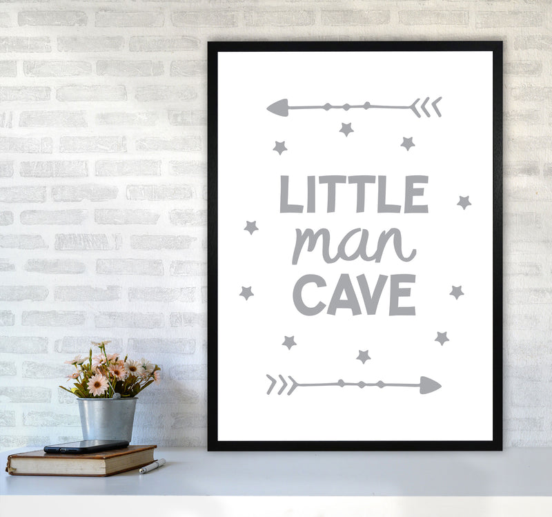 Little Man Cave Grey Arrows Framed Nursey Wall Art Print A1 White Frame