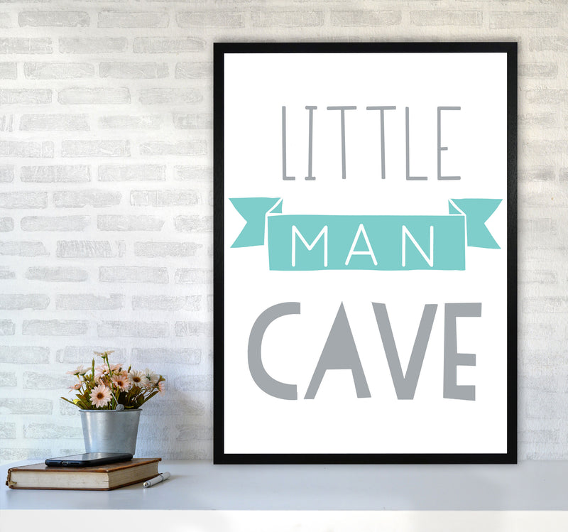 Little Man Cave Mint Banner Framed Nursey Wall Art Print A1 White Frame