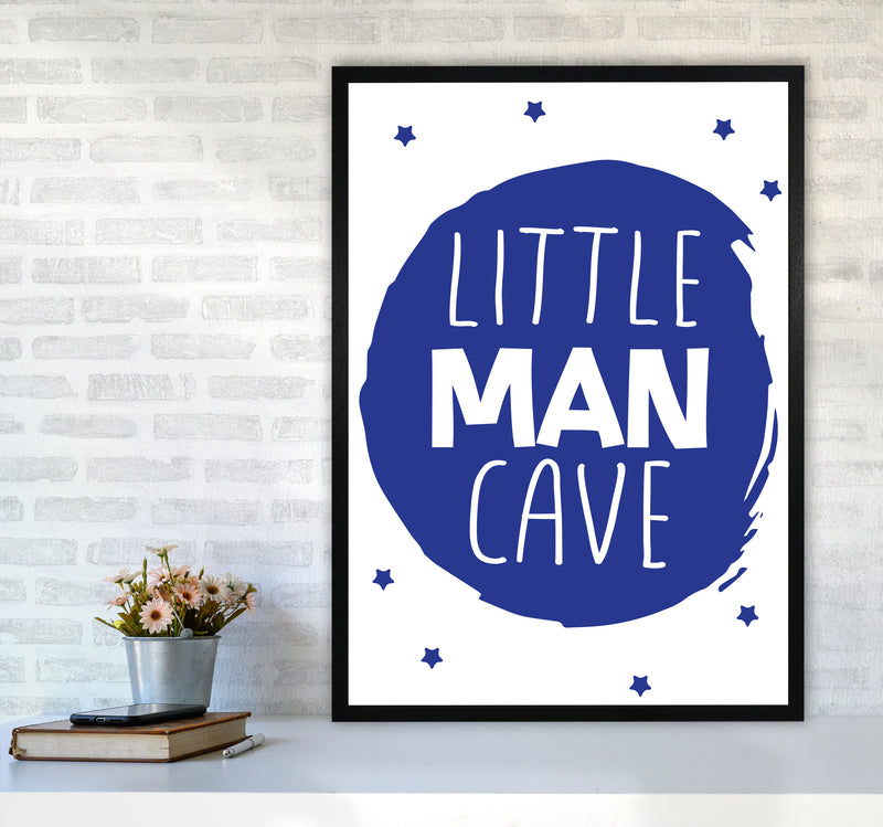 Little Man Cave Navy Circle Framed Nursey Wall Art Print A1 White Frame