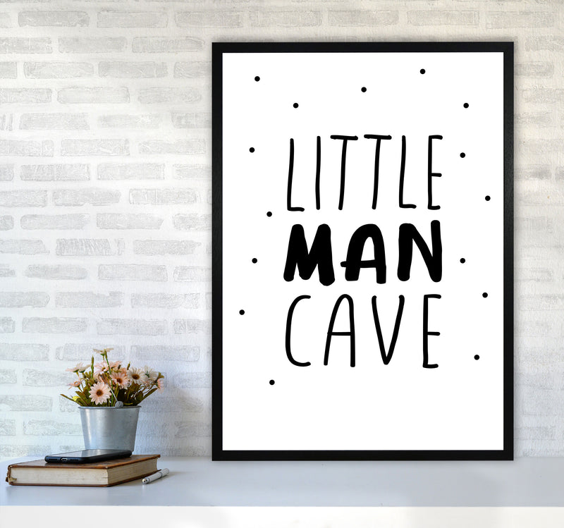 Little Man Cave Black Dots Framed Nursey Wall Art Print A1 White Frame